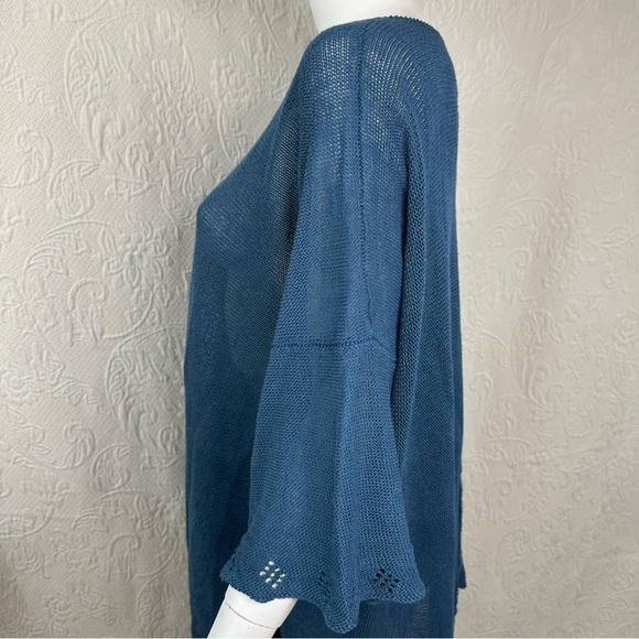 Cheyenne OSFM Teal Boatneck Sweater with Pointelle Hem - Picture 8 of 12